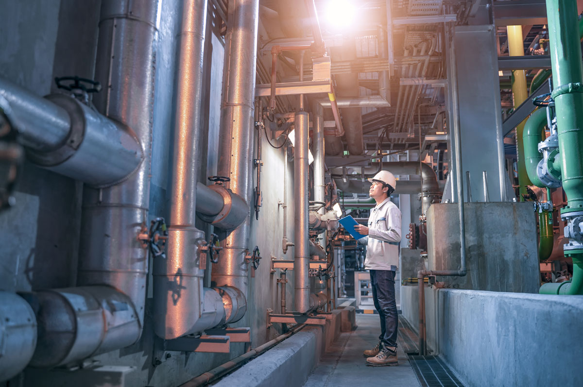 Engineer maintenance equipment at power plant
